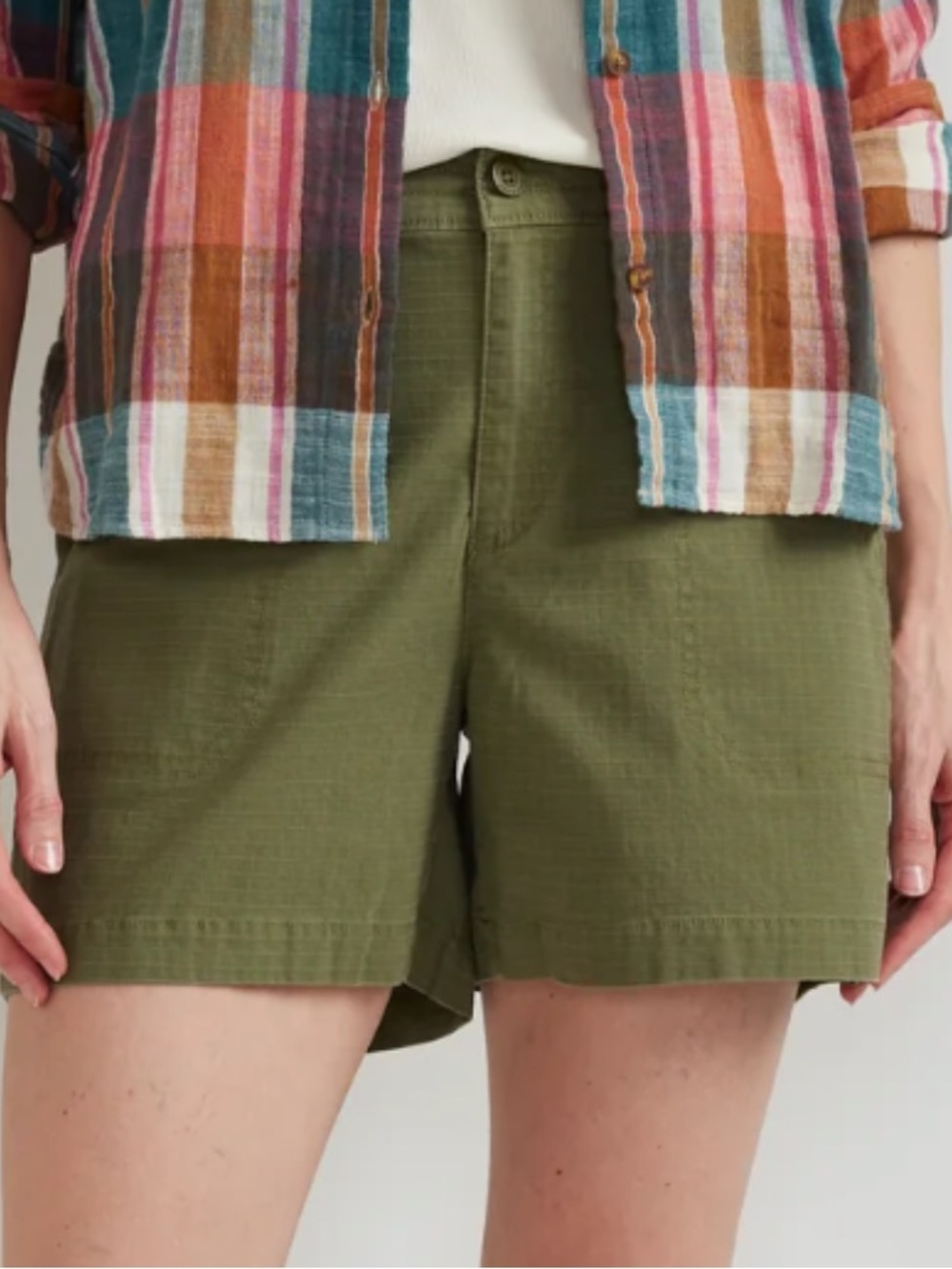 Eddie Bauer Ripstop Olive Green Cargo Utility Shorts Size 12 $65 EUC KL